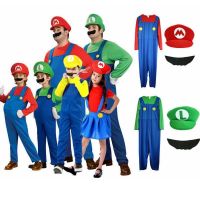 Super Mari Bros Brother Cosplay Costume Funny Plumber Purim Kids Family Costumes Adult Kid Party Fancy Dress Carnival Halloween