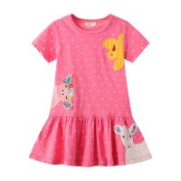 ZZOOI Jumping Meters 2022 New Arrival Baby Girls Dresses Summer Cotton Animal Applique Hot Selling Princess Toddler Kids Clothes Dress