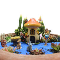 Fairy Garden Mushroom House Figurines Home Decor Resin Angel Dog Rabbit Squirrel Tree Miniature Ornament Table Decoration Gift