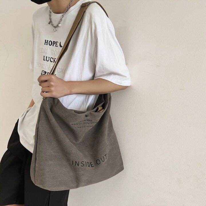 Ulzzang Korean Fashion Big Capacity Canvas Men Shoulder Bag Crossbody