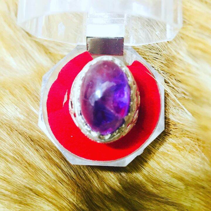 Cincin Batu Kecubung Purple Ikatan Silver Asli Lazada