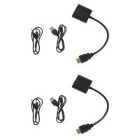 ℡✲ 2X 1080P HDMI To VGA With Audio Converter Adapter USB Power Video Cable Black