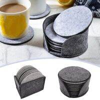 【CC】 New 10 Felt Drink Cup Coaster with Holder Round Soft Absorbent Mats Scratch Preventing Reusable for Bar Drinkware