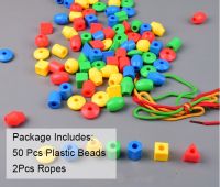 50Pcs Geometric Figure Plastic Threading Beads Creative Handwork Early Educational Toys Kindergarten Crafts Beads Toys GYH