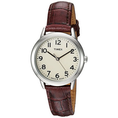 Timex Womens Easy Reader Leather Strap 30mm Watch Brown Croco/Cream