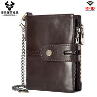 [Free Shipping] ZZOOI Rfid Anti-theft Brush Zipper Buckle Wallet Multi Card Wallet Top Layer Cow Leather Zero Wallet Genuine Leather Mens Wallet