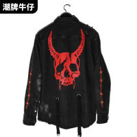 Factory Outlet Cross -Border MenS Spring Jacket European And American Tide Brand Large Size Skull Denim