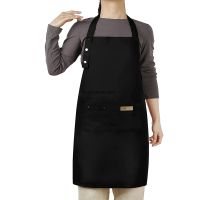 ﹉卍 Apron Kitchen Double Pocket Thickened Stain Resistant Apron Adjustable Apron Use for Baking Cooking Barbecue Apron for Men Woman