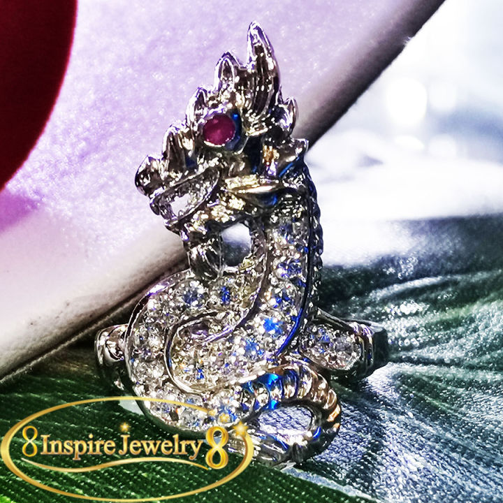 inspire-jewelry-แหวนพญานาคฝังเพชร-cz-ตาทับทิม-สวยงามมาก-สีเงิน-ราคาไมรวมกล่องนะคะ