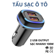 Tau sac nhanh cho ôtô chính hãng 2 cổng USB hỗ trợ sạc nhanh 100w tương