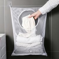 Multifunctional Laundry Storage Bag Dirty Clothes Basket Wall Hanging Toys Net Bag Bathroom Clothes Laundry Organization