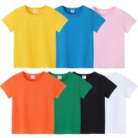 2-12Years Summer childrens short sleeve T-shirt cotton baby clothes boys girls blank Infant T-shirt Kids shirt solid tees tops