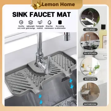 Silicone Kitchen Faucet Mat Sink Splash Pad Drain Pad Bathroom Countertop  Protector Shampoo Soap Dispenser Quick Dry Tray