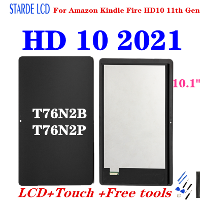 10.1 "สำหรับคินเดิ้ลไฟร์ HD 10 2021จอแอลซีดี HD10 11 Gen 2021 T76N2B T76N2P หน้าจอสัมผัส LCD