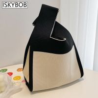 Tas Wanita Rajutan Jepang Tas Tangan Tenun Temperamen Wanita Tas Pergelangan Tangan Simpul Mini Dompet Ponsel Kunci Dompet Ringan Portabel