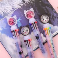 Cute Cat A Ten Colors Ballpoint Pen Office Stationery Accessories Color Multifunctional Push Pen Multi-color Student Stationery Pens