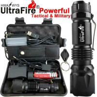 Zuukoo【ของแท้100% 】Ultrafire T6ไฟฉายLEDกันน้ำการซูมประสิทธิภาพสูง90000LM X800ยุทธวิธีทหารLEDไฟสัญญาณแสงชุดไฟฉายLEDไฟฉาย