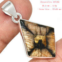 2021Genuine Chiastolite Pendant 925 Sterling Silver, Hand Made Women Fine Jewelry Gift