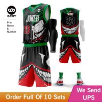 ชุด Jersey Basket เสื้อกั๊กตัวตลกชุดกีฬาลายการ์ตูนตลกที่กำหนดเองสำหรับทีมฝึกเครื่องแบบกีฬาผู้ชายเด็ก