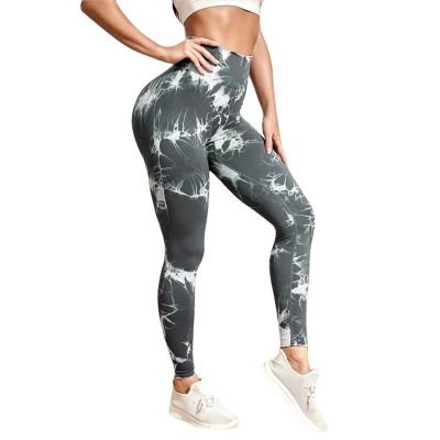 【VV】 Tie-Dye Camouflage Pants Leggings Exercise Gym Seamless Breathable Waist Tights