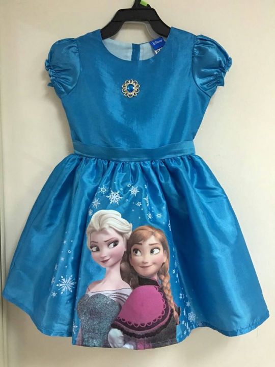 Disney : ชุดเดรสกระโปรง สกรีนลาย Frozen สีน้ำเงิน  size : 8 (8-10y)