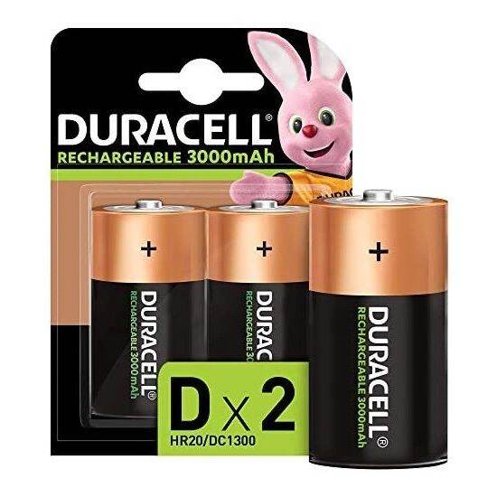 Duracell D Rechargeable Battery Size D (2 pcs) 3000mAh Rechargeable