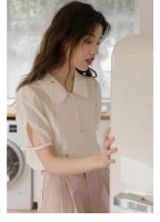 ✹☂✈ 62438 French Rose Embroidered Small Breasted Lapel Shirt