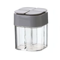 4 In 1 Plastic Salt and Pepper Shaker Transparent Spice Dispenser 4 Compartment Kitchen Seasoning Jar with Lids for Cooking BBQ