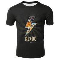 เทรนด์แฟชั่นสไตล์ใหม่วงร็อค ACDC แขนสั้นผู้ชายฤดูร้อน3D พิมพ์เสื้อลำลอง