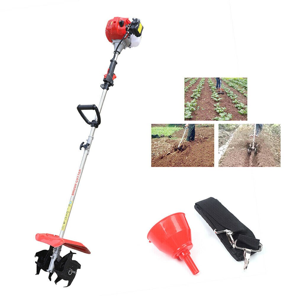 Weed Removal,Soil Cultivation Mini Tiller Cultivator Air-Cooled 42.7CC 2-Stroke Gasoline Engine Rototiller,Hand Push Micro Tillage Ripper for Garden Lawn 1E40F-5 Engine Digging 