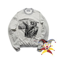 สีเทา RRR123เสื้อผู้ชายผู้หญิง1:1คุณภาพสูง Vintage Comic พิมพ์ RRR 123 Crewneck Hoodie