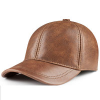 Spring free shipping genuine leather baseball cap in men brand new warm real cow leather caps hats