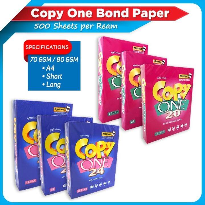 Copy One Bond Paper 70GSM Substance 20 (500 sheets per ream) A4 Short ...