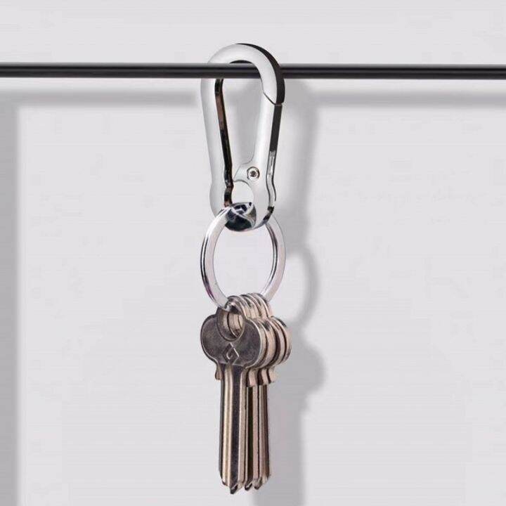 men-stainless-steel-gourd-buckle-climbing-keychain-waist-belt-clip-anti-lost-buckle-hanging-fashion-key-ring-car-decoration-gift