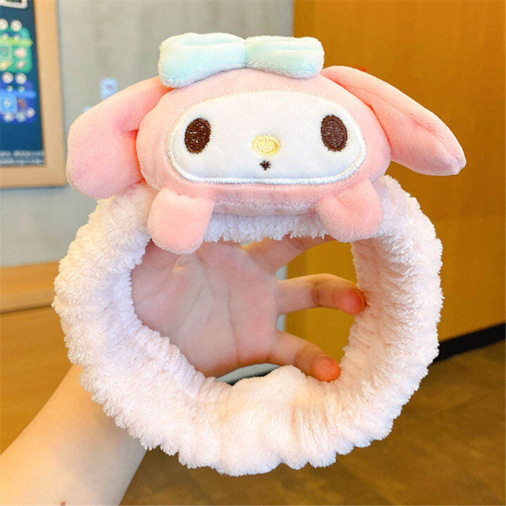 sanrio-mymelody-kuromi-cinnamorol-headband-hair-accessories-plush-hairband-cartoon-hairband-cute-shampoo-hair-band