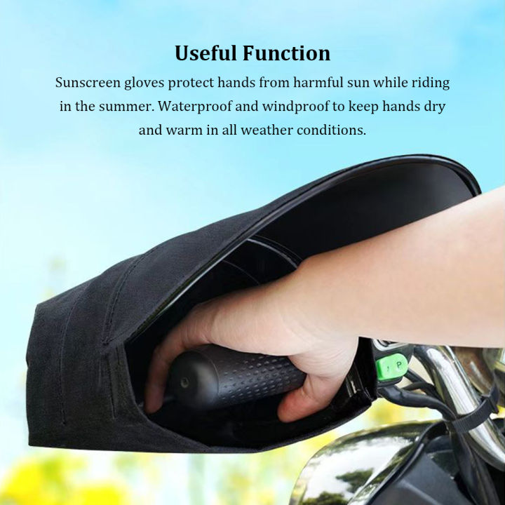 1-2-3-5ถุงมือถุงมือจับแฮนด์2ชิ้นผ้าอ๊อกซ์ฟอร์ดตาข่ายที่ครอบ-penutup-tangan-ครีมกันแดดระบายอากาศได้กันลมสำหรับสกู๊ตเตอร์จักรยานไฟฟ้าสีเขียว