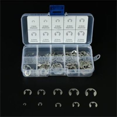 120/200Pcs Stainless Steel E Clip Assortment Kit 1.5 2 3 4 5 6 7 8 9 10 mm Circlip retaining ring for shaft fastener hardware