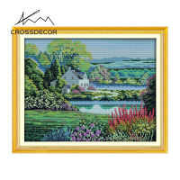 Crossdecor Cross Stitch ชุดด้วยวัสดุ Landscape พิมพ์11CT 14CT ประทับตราผ้าปักปักชุด Diy Dmc Craft Handmade Home ตกแต่งสำหรับศาลาผนังที่สวยงาม Homeland