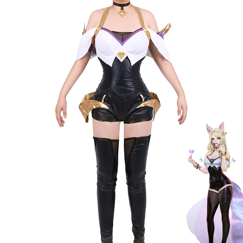 KDA Ahri Cosplay Costume The Nine-Tailed Fox Cosplay Uniform For Girls Ahri  One Piece Dress Lolita Bodysuit Full Suit Outfit | Lazada