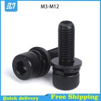 Hex Socket Head Cap Screw Metric Hexagon Allen Bolt Flat Spring Washer Complete Set Black Carbon Steel M3 M4 M5 M6 M8 M10 M12