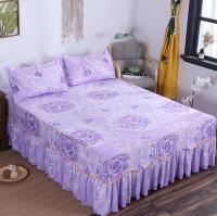 3pcsset Bedding 1 Bed Sheet + 2 Pillowcase Fashion Autumn Winter Bedding Non-slip Bed Skirt Fitted Mattress Bedroom F0008