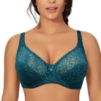 【 WYIN kitchen】 Womens Bras Ultra-Thin Perspective Deep V Lace Sheer Plus Size Bra Female Underwear Sexy Lingerie BH Tops 70-100 B C D E F Cup