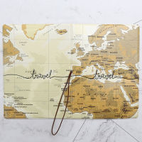 New World Map Passport Cover Wallet Bag Letter Men Women PU Leather ID Address Holder Portable Boarding Travel Purse