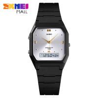 SKMEI 1604 ผู้หญิง 3 ข้อมูลเวลานาฬิกาลำลองคู่ Dual Display Ultra-thin Dial Chrono Simple 12/24 นาฬิกา Hours นาฬิกาข้อมือ 50 M กันน้ำ