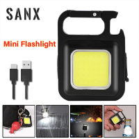 SANX ไฟฉาย LED ขนาดเล็ก500 LM,ไฟส่องทำงานหนีบกระเป๋าพวงกุญแจชาร์จได้มี USB ไฟฉายทรงกระบอกสำหรับกลางแจ้งเดินป่าตกปลา