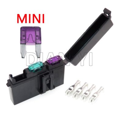 1 Set 2Way Mini Auto Power Connector Car Blade Type In-line Fuse Holder Small InLine Fuse Box Assembly With Terminal Fuses Accessories