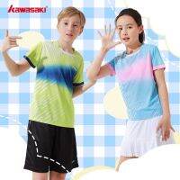 original 2023 New Fashion version kawasaki Kawasaki professional badminton uniform childrens sports short-sleeved V-neck comfortable sweat-absorbent breathable quick-drying