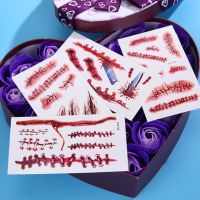 Disposable Halloween Tattoo Stickers Simulation Horror Bleeding Suture Scars Stickers DIY Halloween Decoration Party