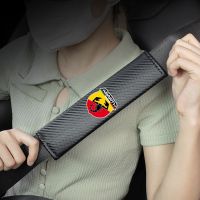 2Pcs Carbon Fiber Car Seatbelt Shoulder Protector Cover Safety Belt Ornament For Fiat Abarth 695 595 500 Competizione 124 PUNT Seat Covers