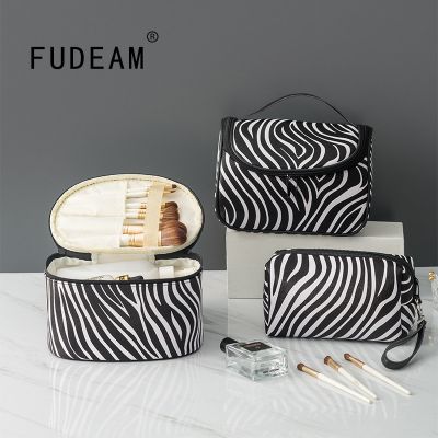【CC】 FUDEAM Leather Cosmetics Multifunction Toiletry Storage Organize Handbag Makeup